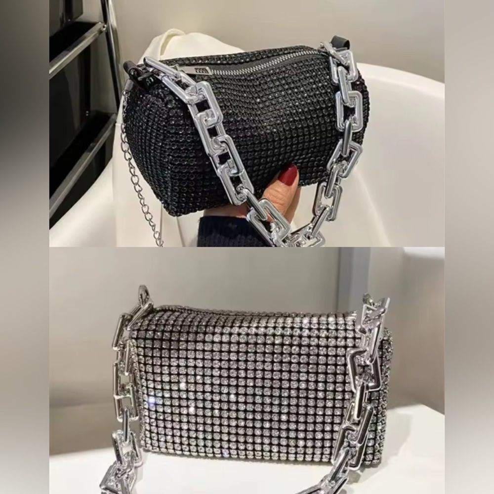 Zara Silver Or Black Chain Shoulder Bag